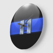 Thin Blue Line - Silver Police Captain Bars Große Wanduhr (Winkel)