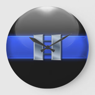 Thin Blue Line - Silver Police Captain Bars Große Wanduhr