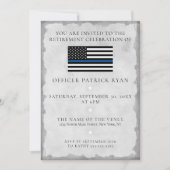 Thin Blue Line Silver Police Flag Retirement Party Einladung (Vorderseite)