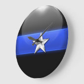 Thin Blue Line - Silver Star Polizeidirektorinsign Große Wanduhr (Winkel)