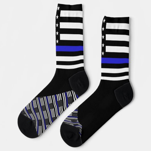 Thin Blue Line Socken, amerikanische Flaggenfarben Socken (Linkes Detail)