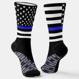Thin Blue Line Socken, amerikanische Flaggenfarben Socken