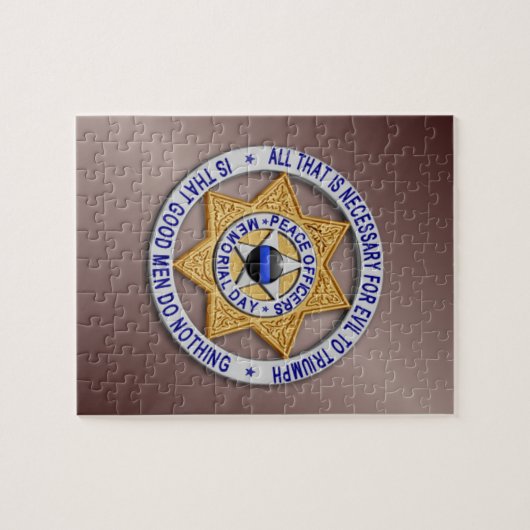 Thin Blue Line Star Abzeichen Puzzle (Horizontal)
