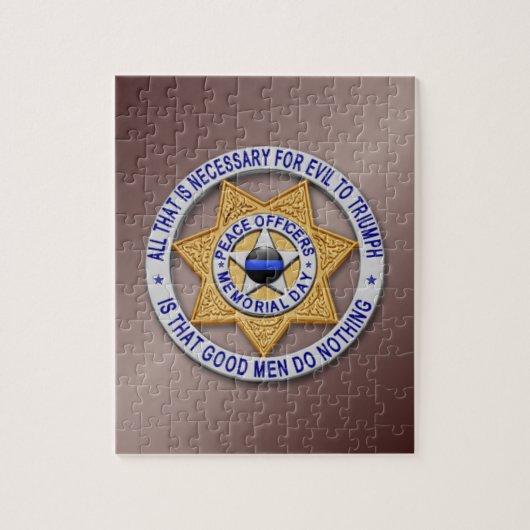 Thin Blue Line Star Abzeichen Puzzle (Vertikal)