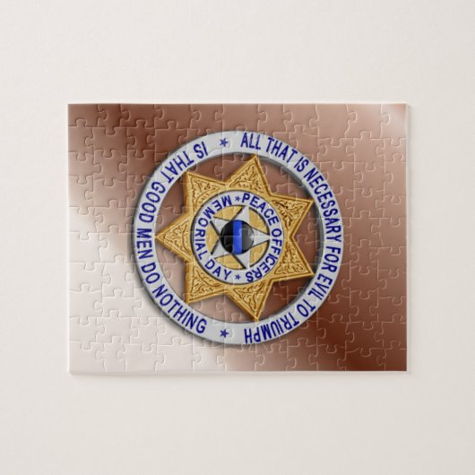 Thin Blue Line Star Abzeichen Puzzle (Horizontal)
