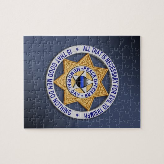 Thin Blue Line Star Abzeichen Puzzle (Horizontal)