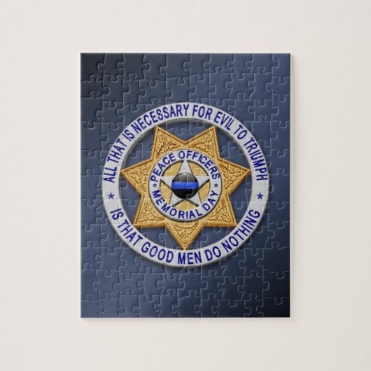 Thin Blue Line Star Abzeichen Puzzle (Vertikal)