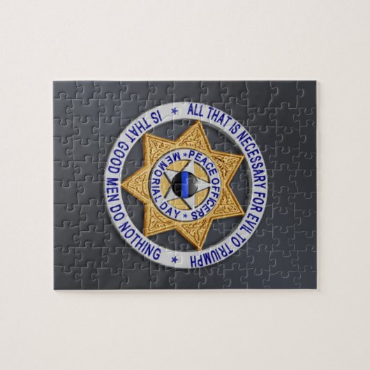 Thin Blue Line Star Abzeichen Puzzle (Horizontal)