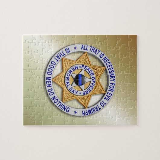 Thin Blue Line Star Abzeichen Puzzle (Horizontal)