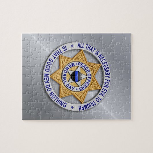 Thin Blue Line Star Abzeichen Puzzle (Horizontal)