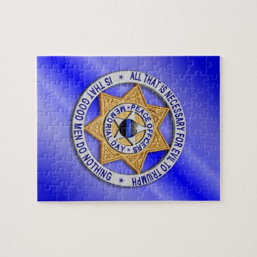 Thin Blue Line Star Abzeichen Puzzle (Horizontal)