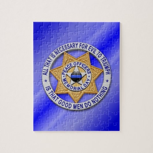 Thin Blue Line Star Abzeichen Puzzle (Vertikal)
