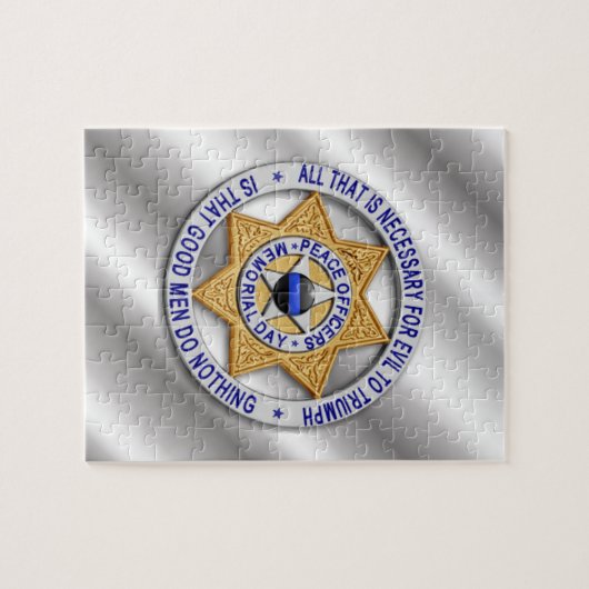 Thin Blue Line Star Abzeichen Puzzle (Horizontal)