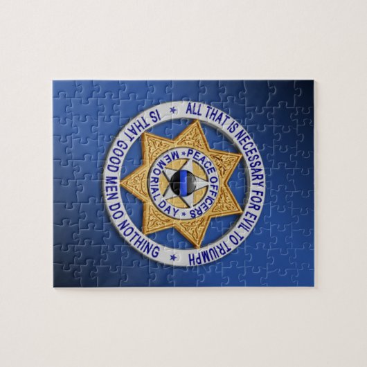 Thin Blue Line Star Abzeichen Puzzle (Horizontal)