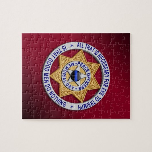 Thin Blue Line Star Abzeichen Puzzle (Horizontal)