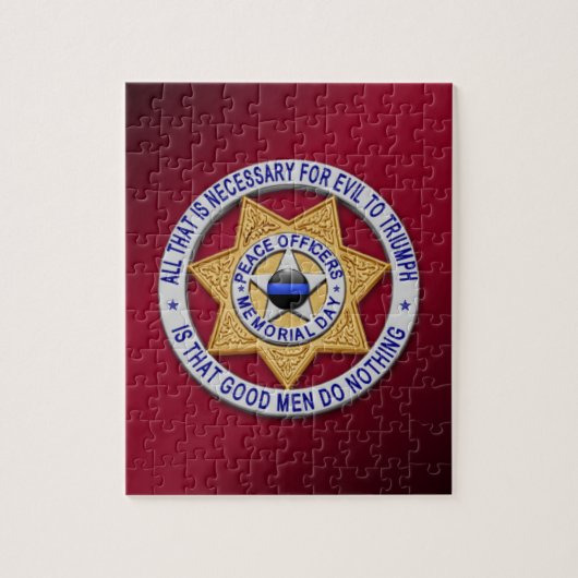 Thin Blue Line Star Abzeichen Puzzle (Vertikal)