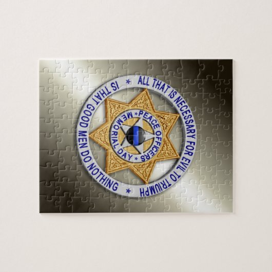 Thin Blue Line Star Abzeichen Puzzle (Horizontal)