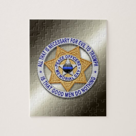 Thin Blue Line Star Abzeichen Puzzle (Vertikal)