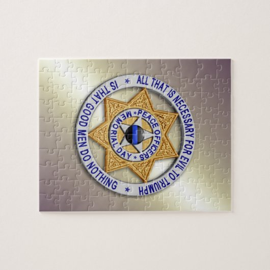 Thin Blue Line Star Abzeichen Puzzle (Horizontal)