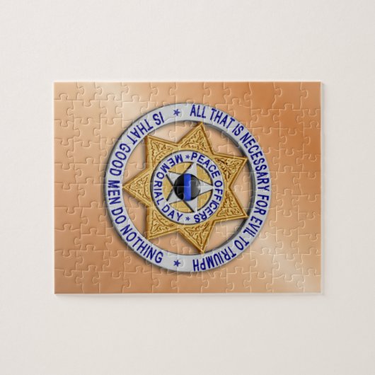 Thin Blue Line Star Abzeichen Puzzle (Horizontal)