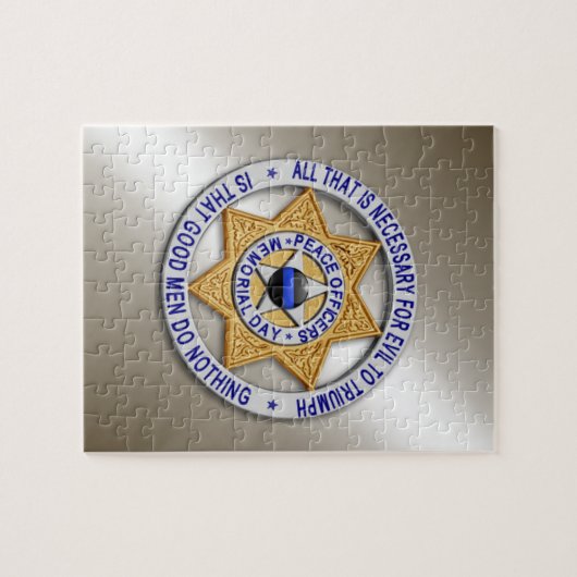 Thin Blue Line Star Abzeichen Puzzle (Horizontal)