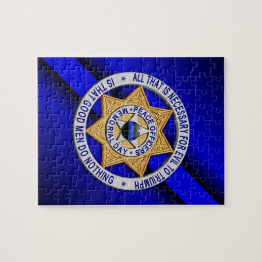 Thin Blue Line Star Abzeichen Puzzle (Horizontal)