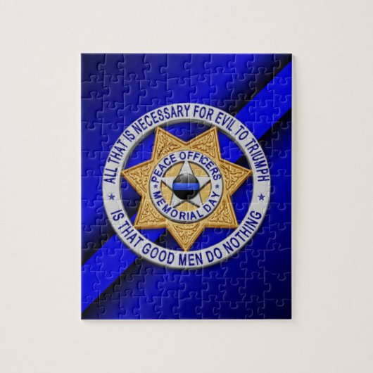 Thin Blue Line Star Abzeichen Puzzle (Vertikal)