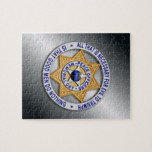 Thin Blue Line Star Abzeichen Puzzle (Horizontal)