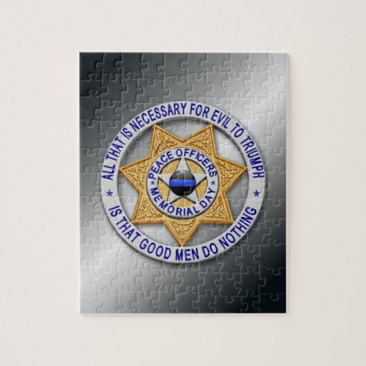 Thin Blue Line Star Abzeichen Puzzle (Vertikal)