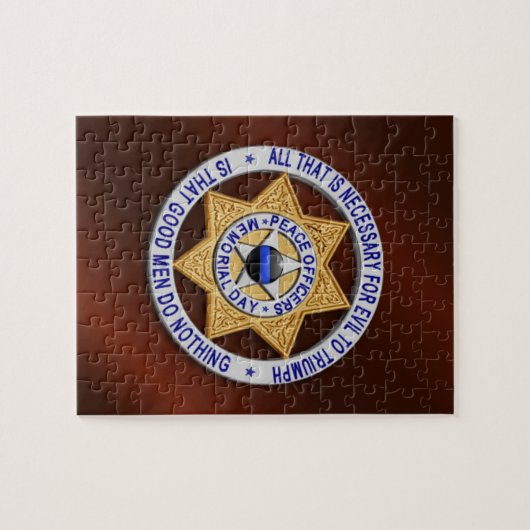 Thin Blue Line Star Abzeichen Puzzle (Horizontal)