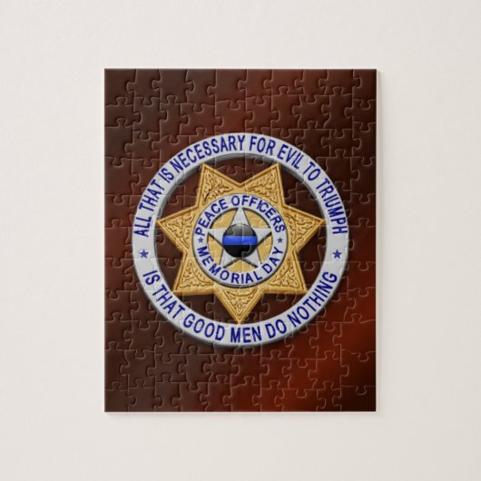 Thin Blue Line Star Abzeichen Puzzle (Vertikal)