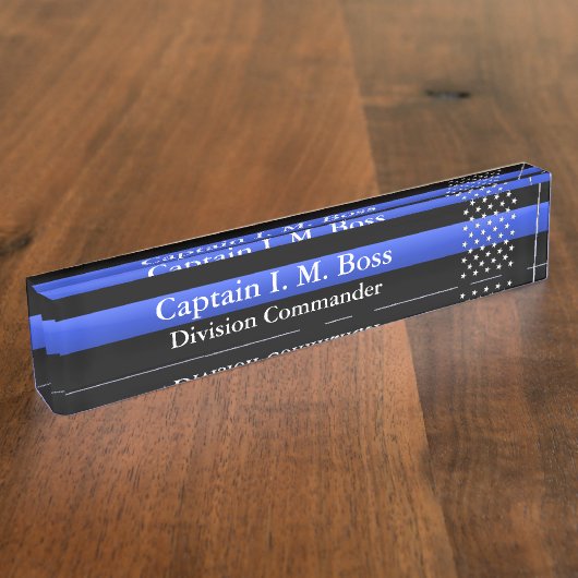 Thin Blue Line - Stars Namensplakette (Seite)