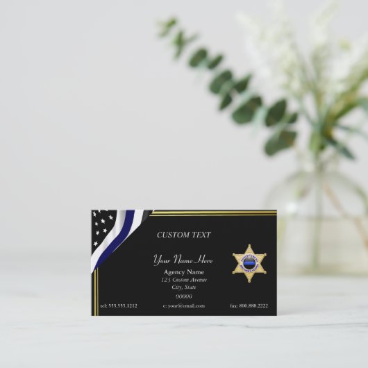 Thin Blue Line Stellvertretendes Abzeichen Busines Visitenkarte (Stehend Vorderseite)
