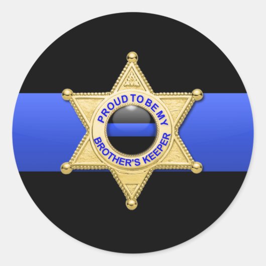 Thin Blue Line Stellvertretendes Abzeichen Runder Aufkleber (Vorderseite)