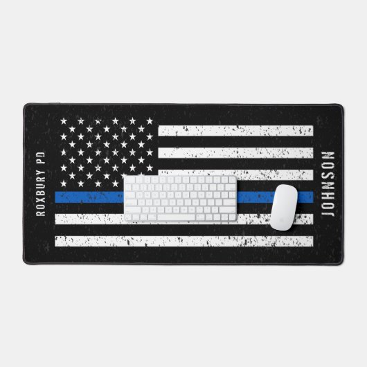 Thin Blue Line störte amerikanische Flaggenpolizei Schreibtischunterlage (Tastatur & Maus)
