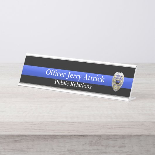 Thin Blue Line - Super Hi Res Police Officer Abzei Schreibtischnamensplakette (Vorderseite )