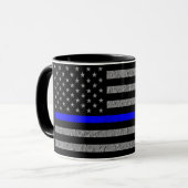 THIN BLUE LINE SUPPORT POLICE COFFEE TASSE (Vorderseite Links)