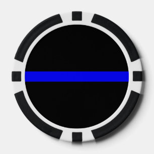 Thin Blue Line Symbolic auf einer Pokerchips