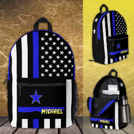 Thin Blue Line Tasche, amerikanische Flaggenpolize Bedruckter Rucksack