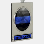 Thin Blue Line Trooper Salute Flag Banner-Ornament Silber (Rechts)