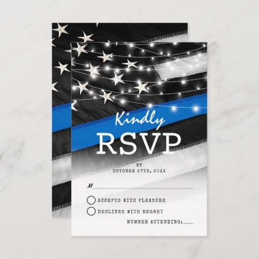 Thin Blue Line | UAwg der Polizeiflagge RSVP Karte (Vorne/Hinten)