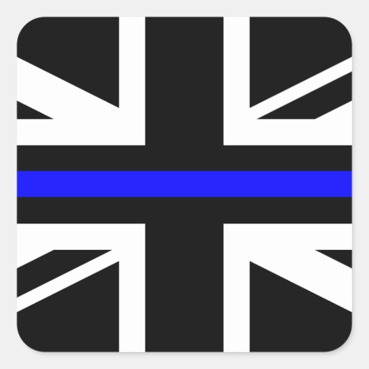 Thin Blue Line - UK Quadratischer Aufkleber (Vorderseite)