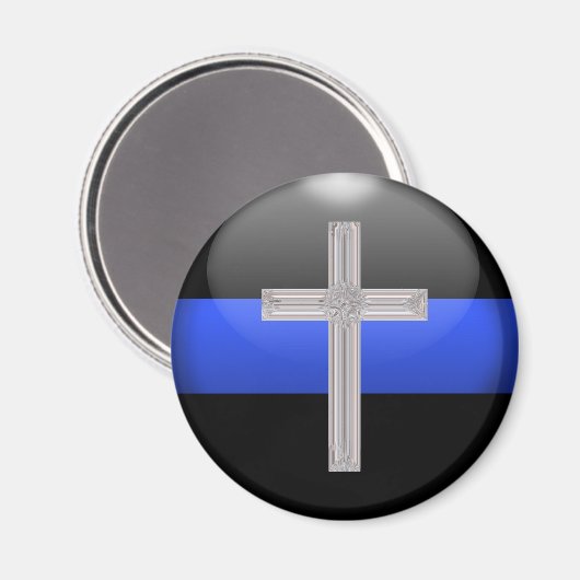 Thin Blue Line und Crystal Cross Magnet (Vorderseite/Rückseite)