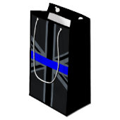 Thin Blue Line Union Jack Decor Kleine Geschenktüte (Vorderseite Schrägansicht)