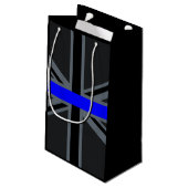 Thin Blue Line Union Jack Decor Kleine Geschenktüte (Rückseite Schrägansicht)