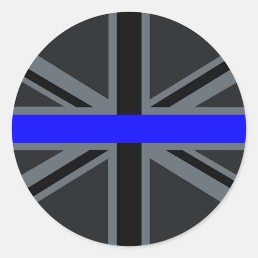 Thin Blue Line Union Jack Decor Runder Aufkleber (Vorderseite)