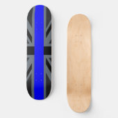 Thin Blue Line Union Jack Decor Skateboard (Vorderseite)