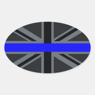 Thin Blue Line Union Jack Dekoration Ovaler Aufkleber