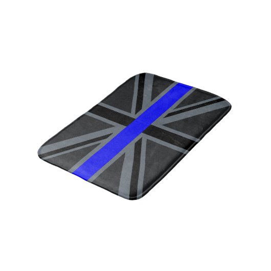 Thin Blue Line Union Jack Design Badematte (Schrägansicht)