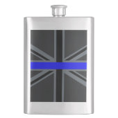Thin Blue Line Union Jack Design Flachmann (Vorderseite)